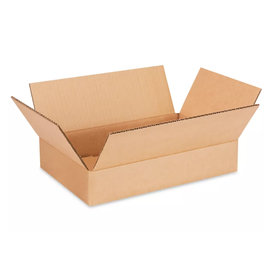 12x8x1 Slim Kraft Double Wall Shipping Boxes - Flat Format